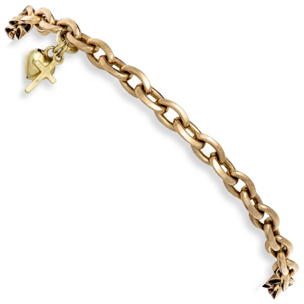 Anker armbånd 18,7 cm med charms, gult gull