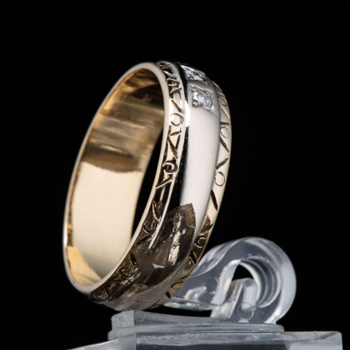 Ring, hvitt, gult gull, diamanter (0,2 ct.) - Bilde 2