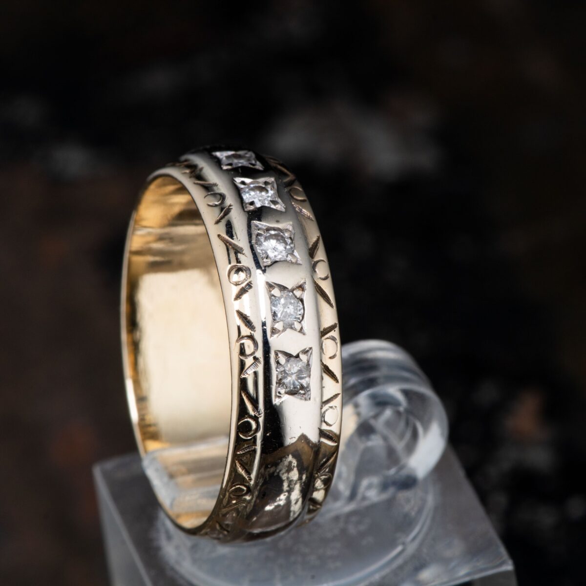 Ring, hvitt, gult gull, diamanter (0,2 ct.) - Bilde 3