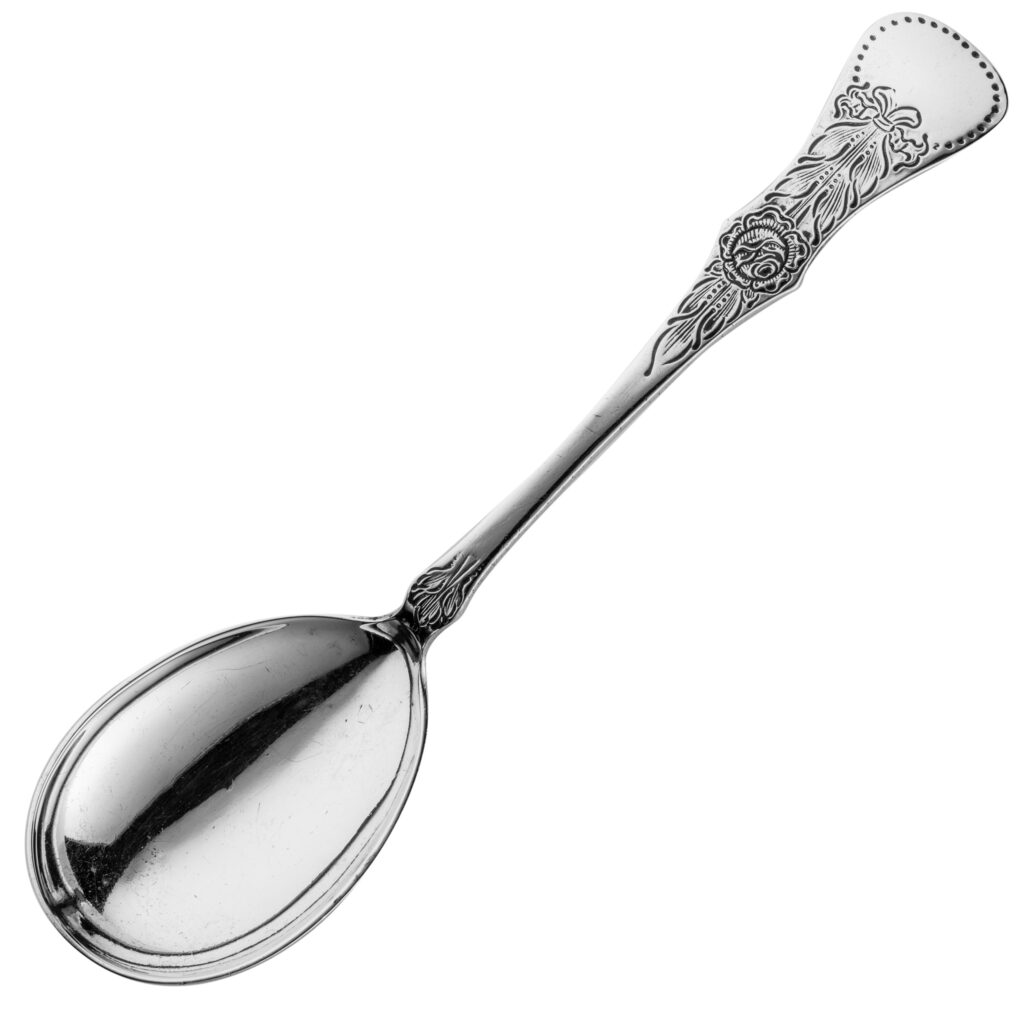 Gammel Flat Rose kompottskje 20,5 cm