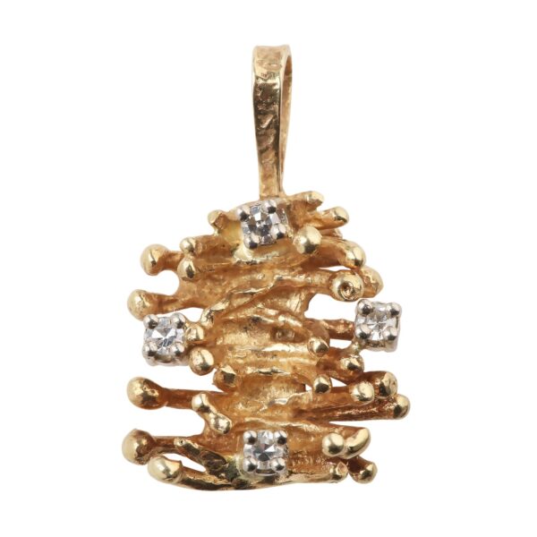 Anheng, gult gull, diamanter (0,08ct)