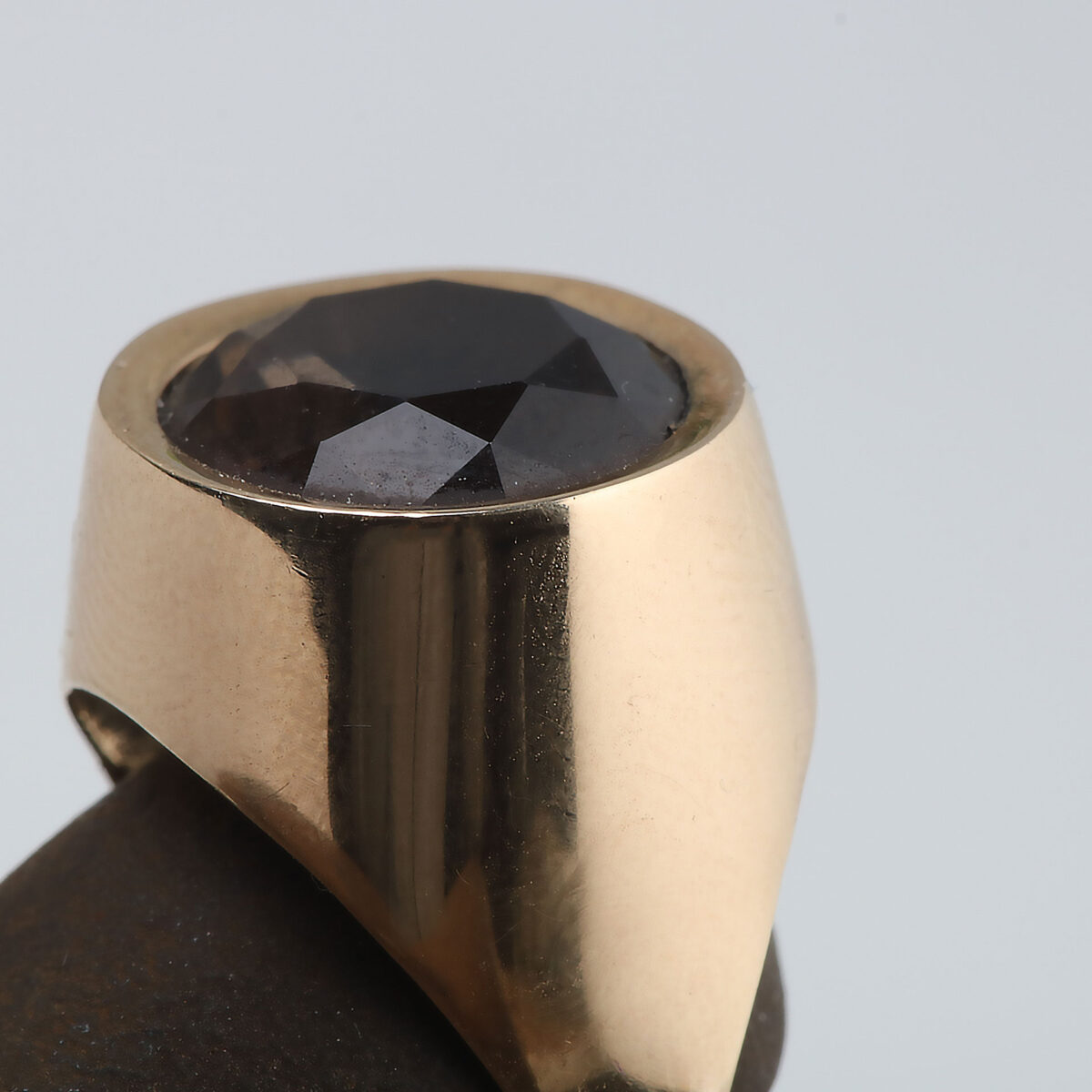 Retro ring, gult gull, røkkvarts - Bilde 5