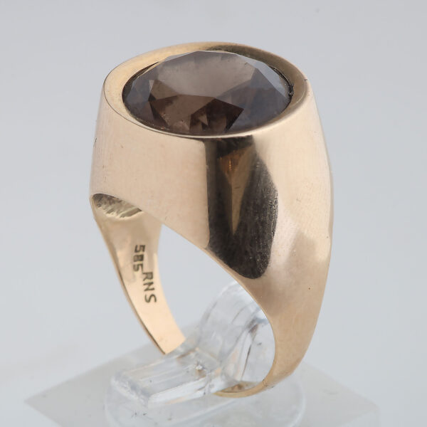 Retro ring, gult gull, røkkvarts
