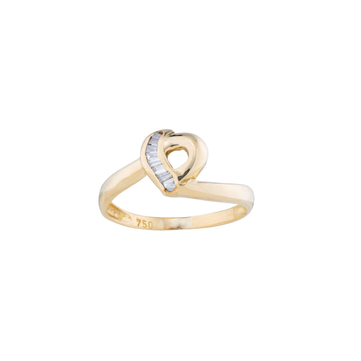 Ring, gult gull, diamanter (0,1 ct) i hjerte