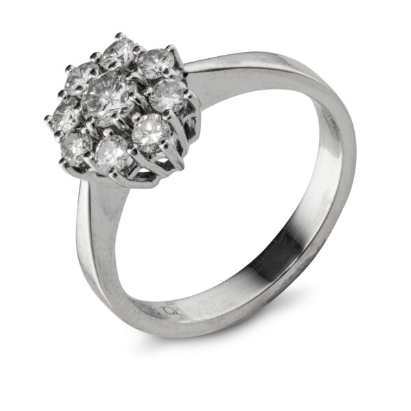 Einar Christophersen rosettring, hvitt gull diamanter (0,81 ct.)