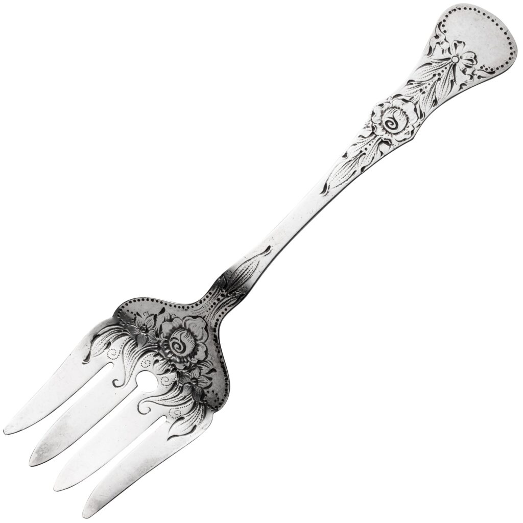 Gammel Flat Rose serveringsgaffel 23 cm
