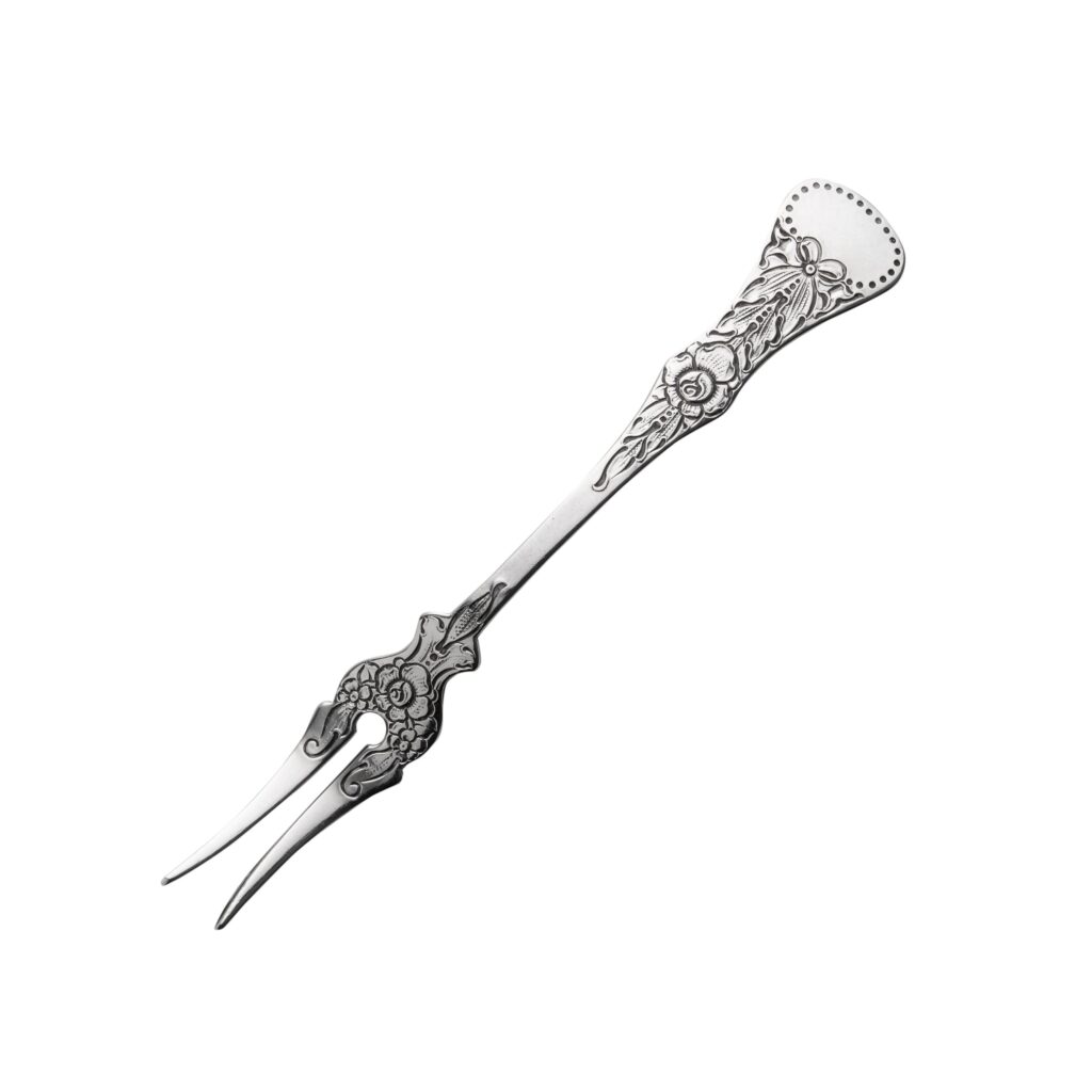 Gammel Flat Rose smørgaffel 12,5 cm