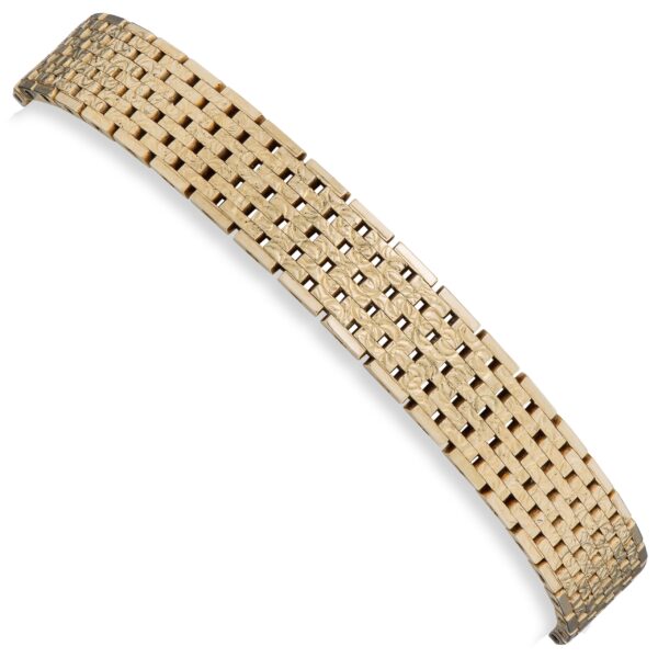 Mønstret murstein armbånd 18,7 cm, gult gull