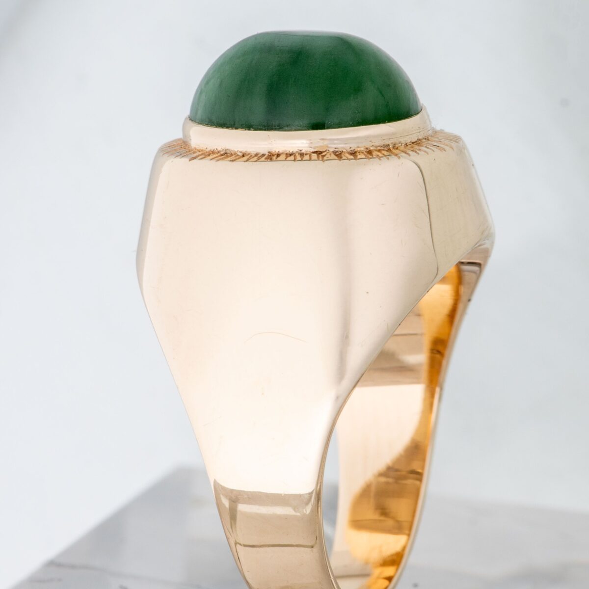 Ring, gult gull, jade (nefritt) - Bilde 2