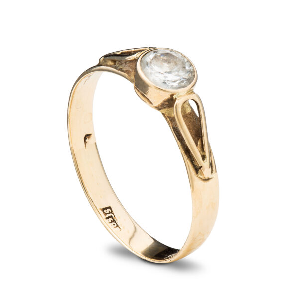 Ring, gult gull, bergkrystall