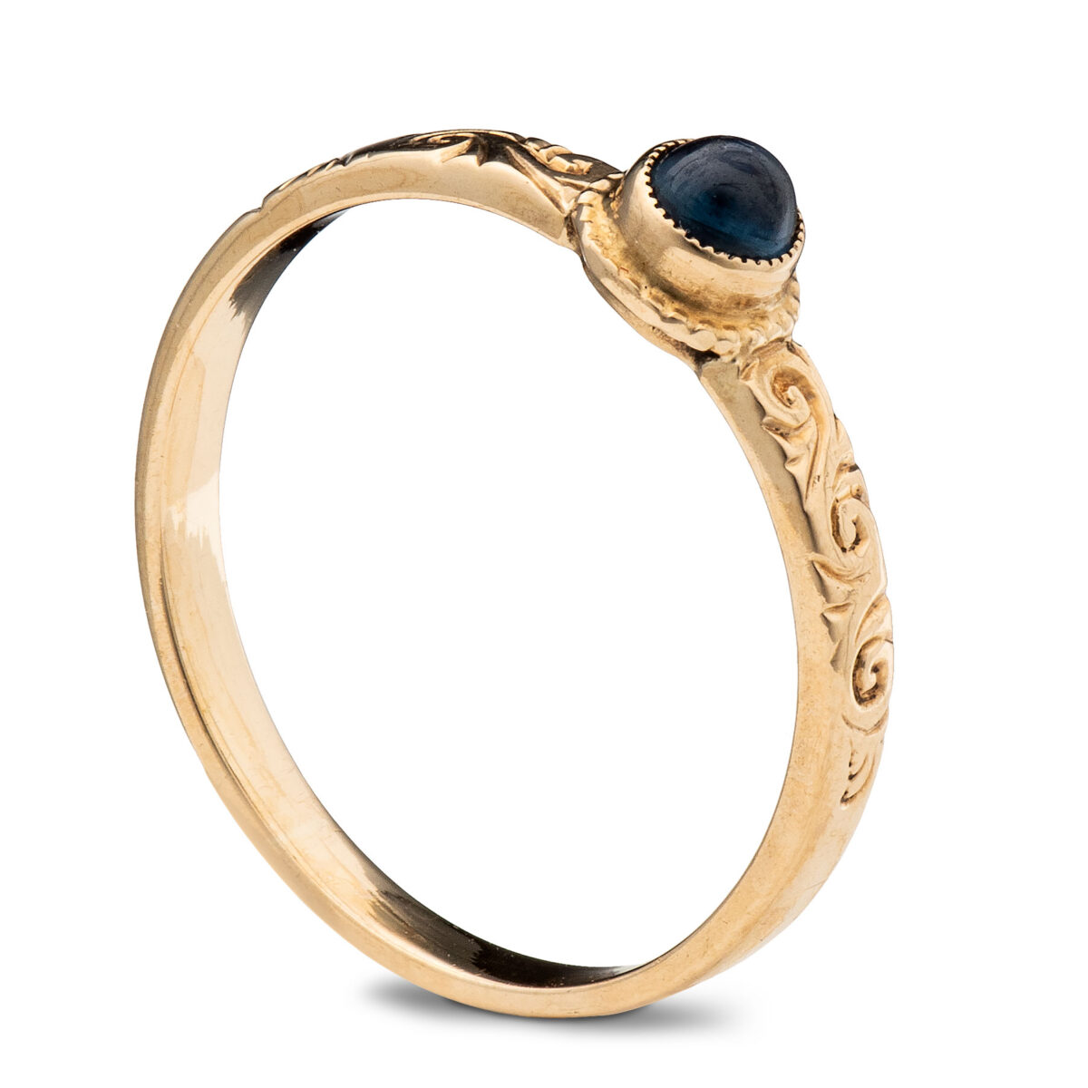 David Andersen ring, gult gull, safir