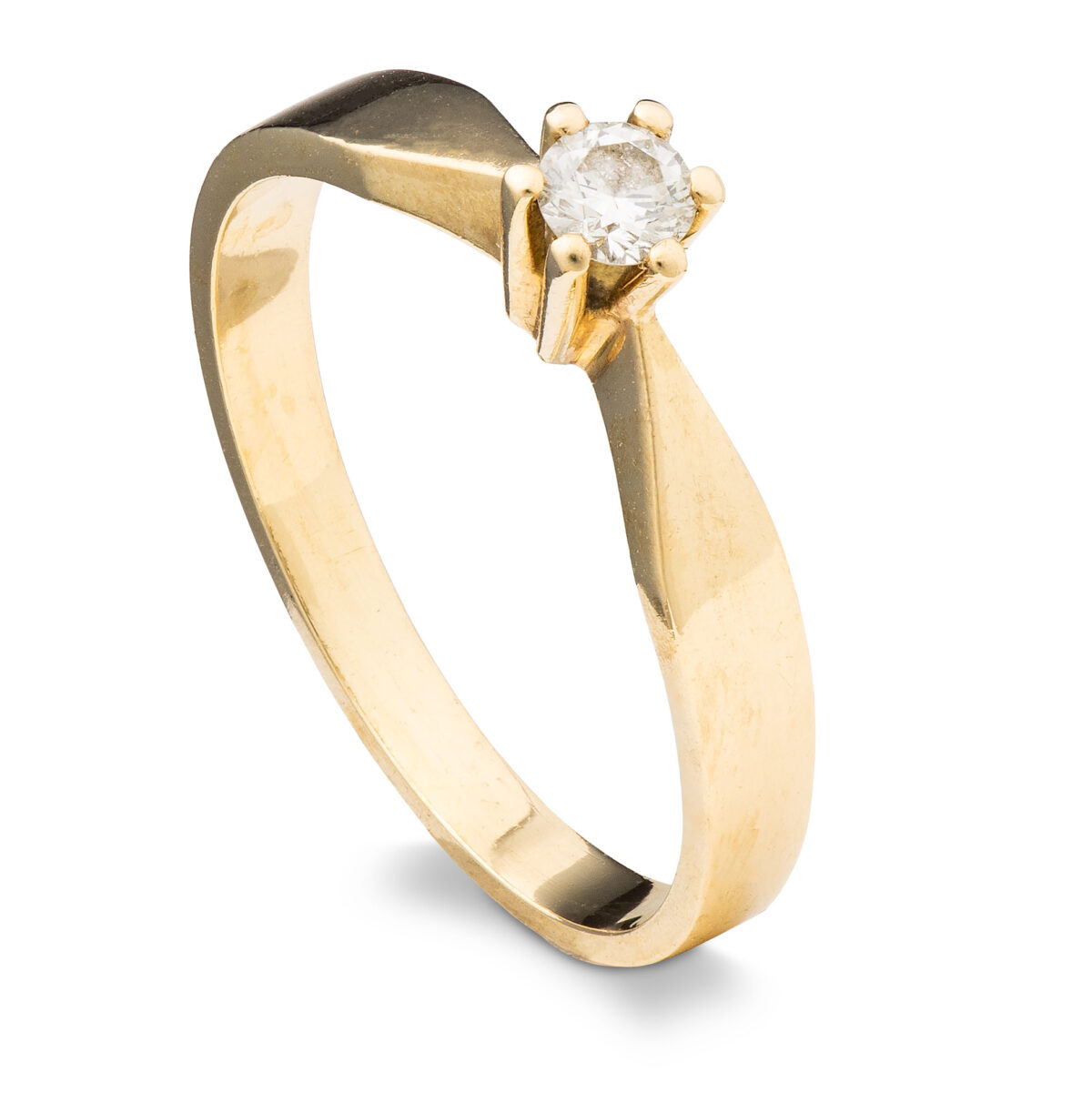 Ring, gult gull, diamant (0,15 ct.)