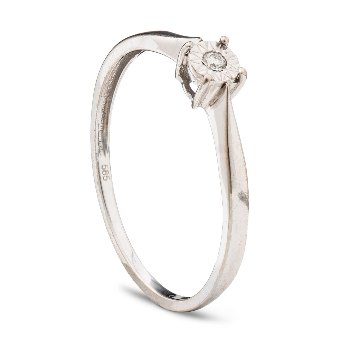 Ring, hvitt gull, diamant (0,02 ct.)