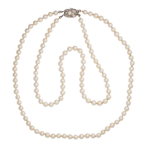 Mikimoto perlekjede 41 cm, sølv