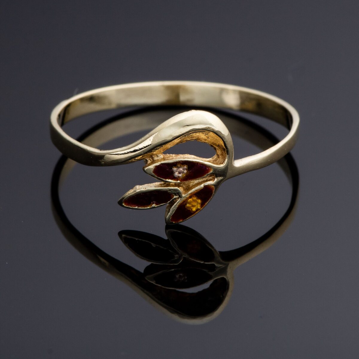 Ring, gult gull, emalje - Bilde 2