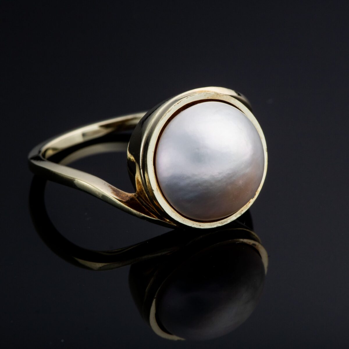 Ring, gult gull, perle - Bilde 4