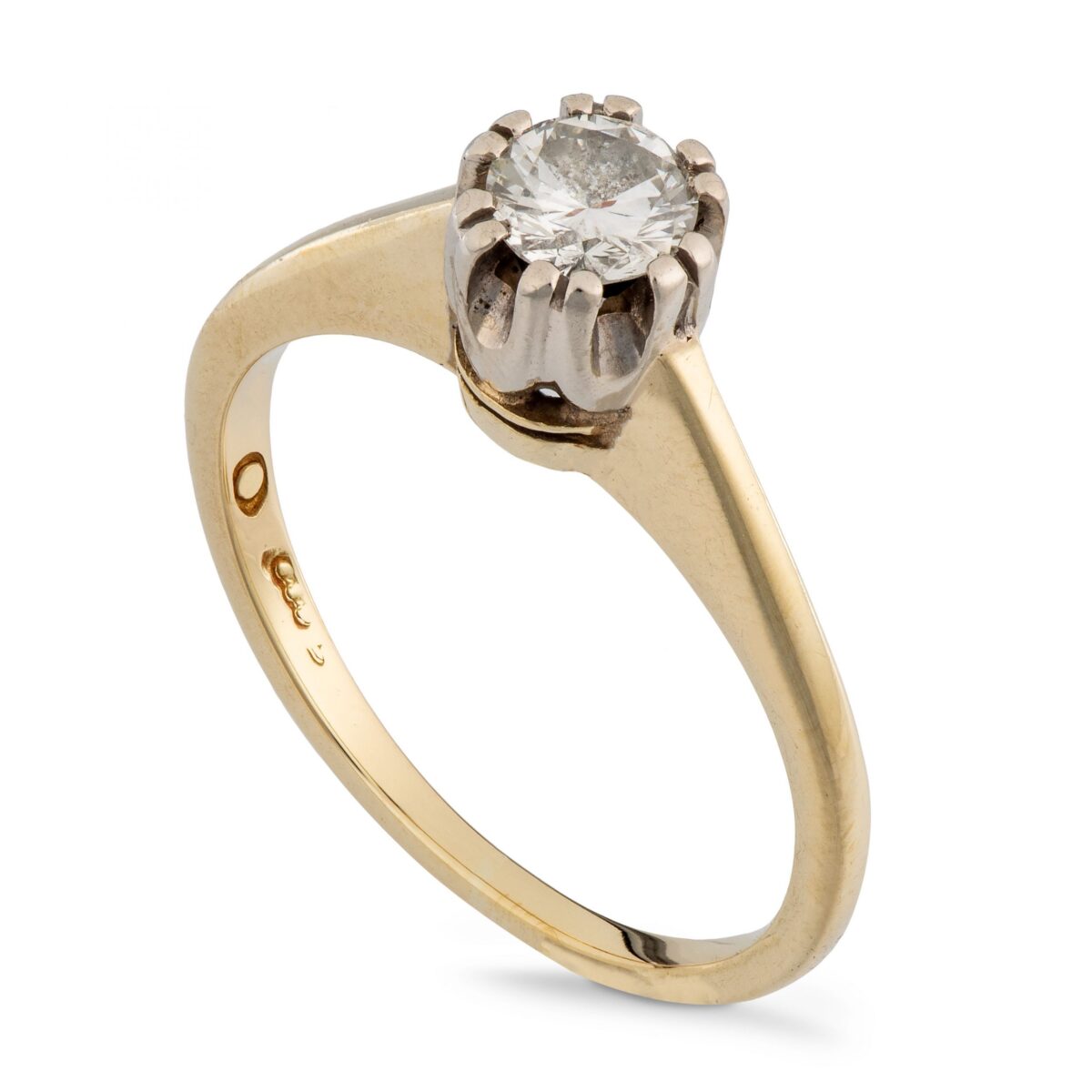 Ring, gult gull, diamant (0,35 ct.)