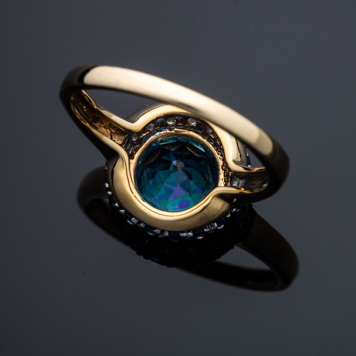 Ring, gull, topas, safirer, diamanter (0,1215 ct.) - Bilde 3