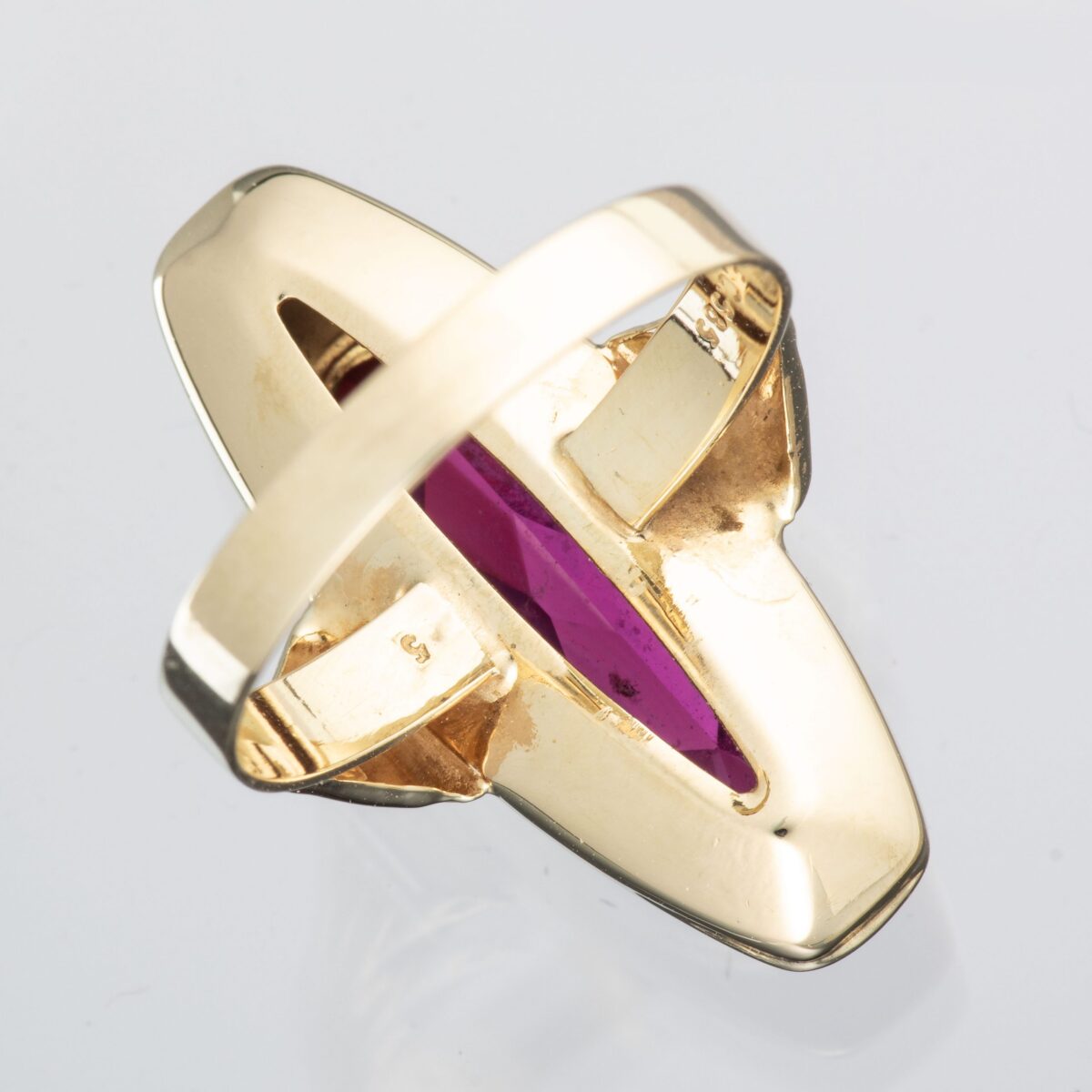 Ring, gult gull, synt. rubin - Bilde 3