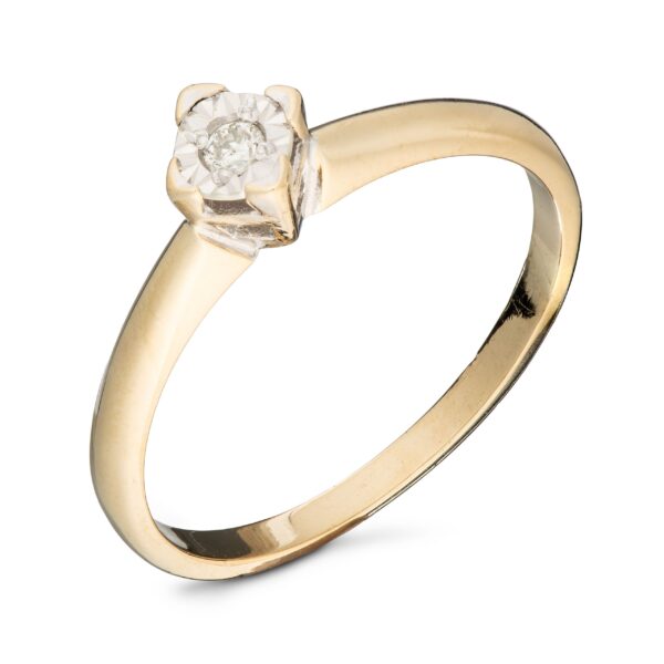 Ring, gult gull, diamant (0,03 ct.)