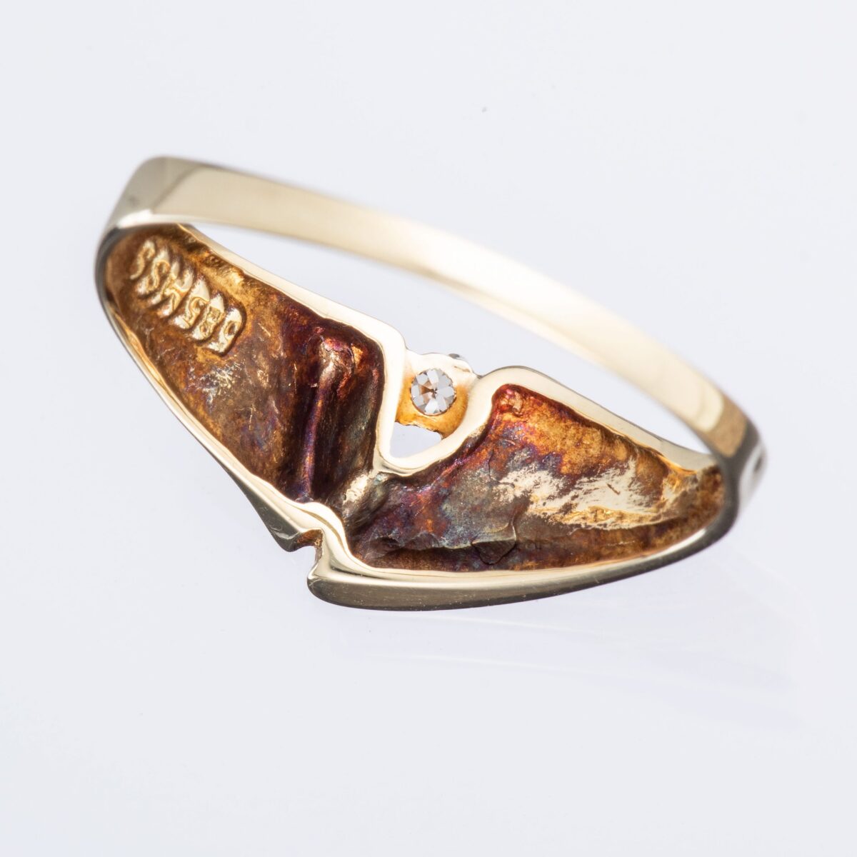 Ring, gult gull, diamant (0,03 ct.) - Bilde 4