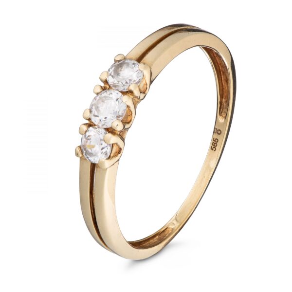 Ring, gult gull, kubisk zirkonia