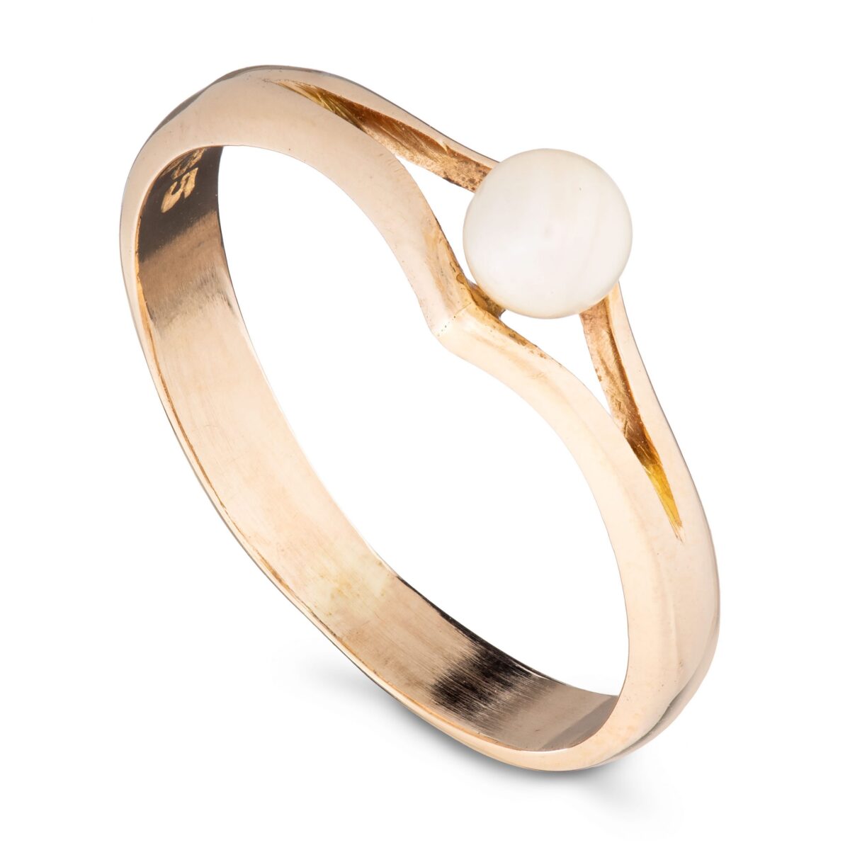 Ring, gult gull, perle