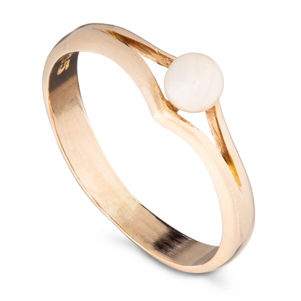 Ring, gult gull, perle