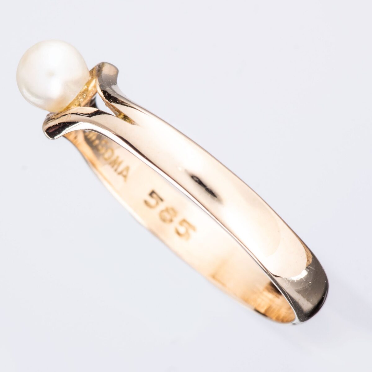 Ring, gult gull, perle - Bilde 3