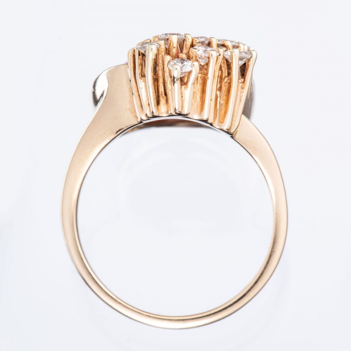 Ring, gult gull, rød korall, diamanter (0,39 ct.) - Bilde 5