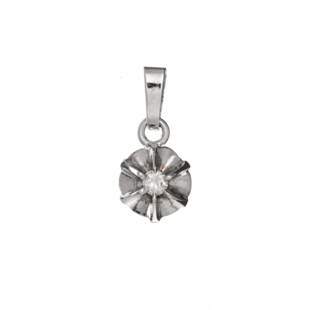 Anheng, hvitt gull, diamant (0,03 ct.)