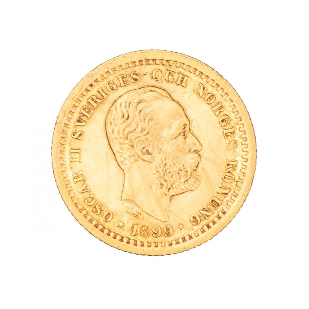 Sverige, Oscar II, 5 kronor, 1899, gull