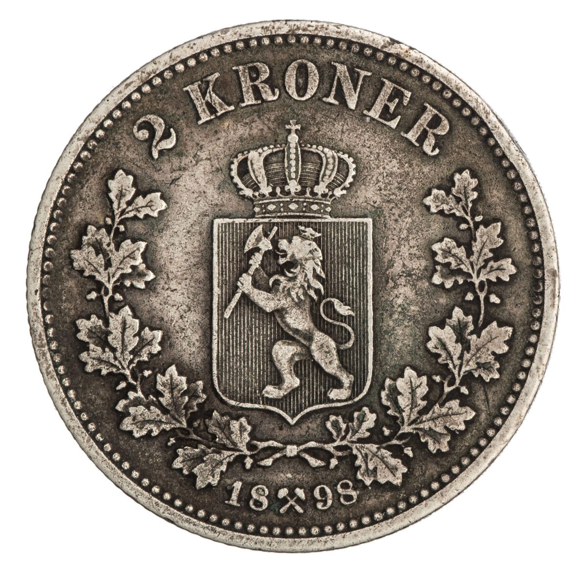 Oscar II, 2 kroner, 1898, sølv