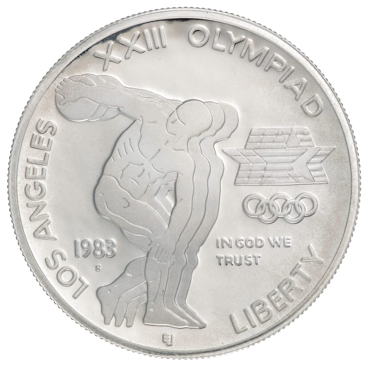 USA, 1 dollar, OL, 1983, sølv