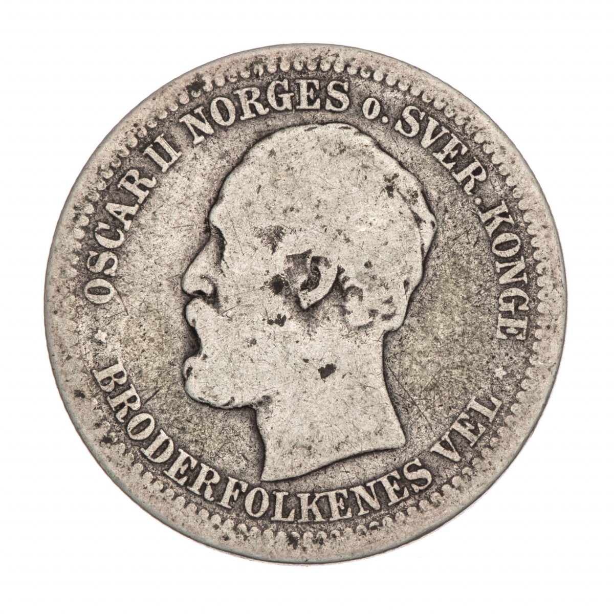 Oscar II, 1 kroner, 1877, sølv - Bilde 2