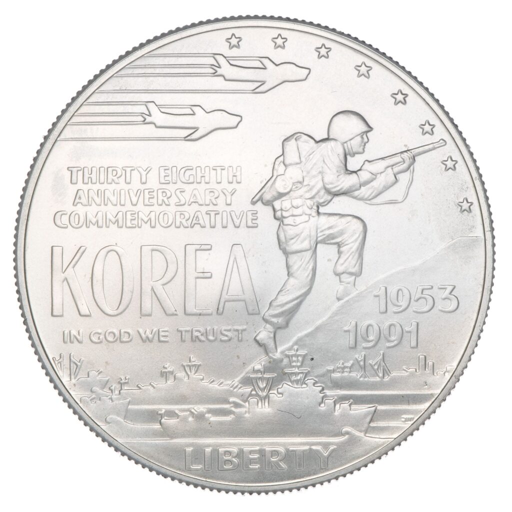 USA, Koreakrigen, 1 dollar, 1991, sølv