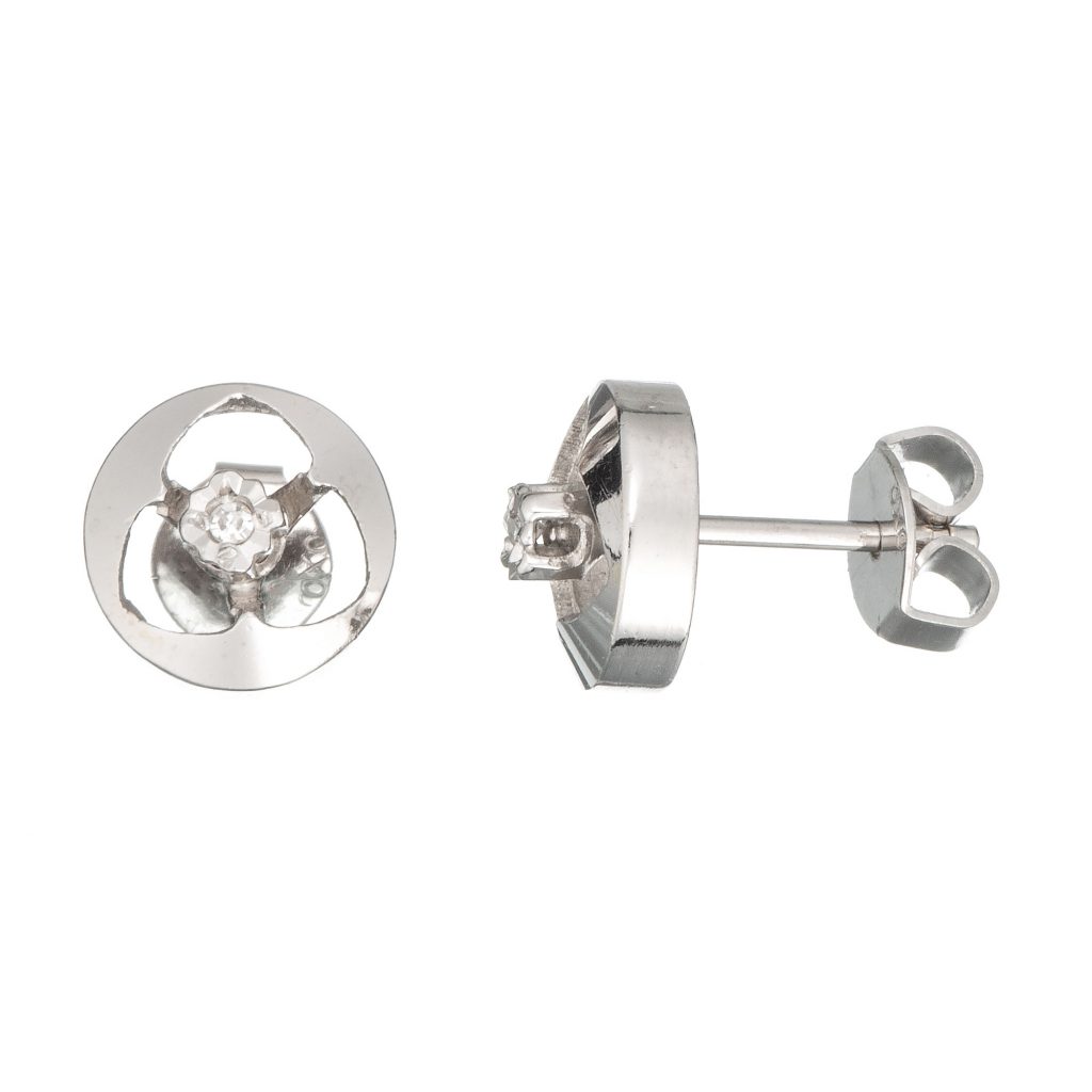 Øredobber, hvitt gull, diamanter (0,01 ct.)