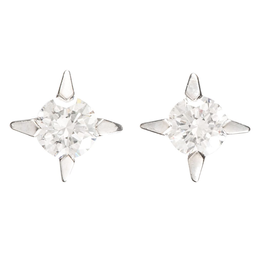 Øredobber, hvitt gull, diamanter (0,60 ct.)