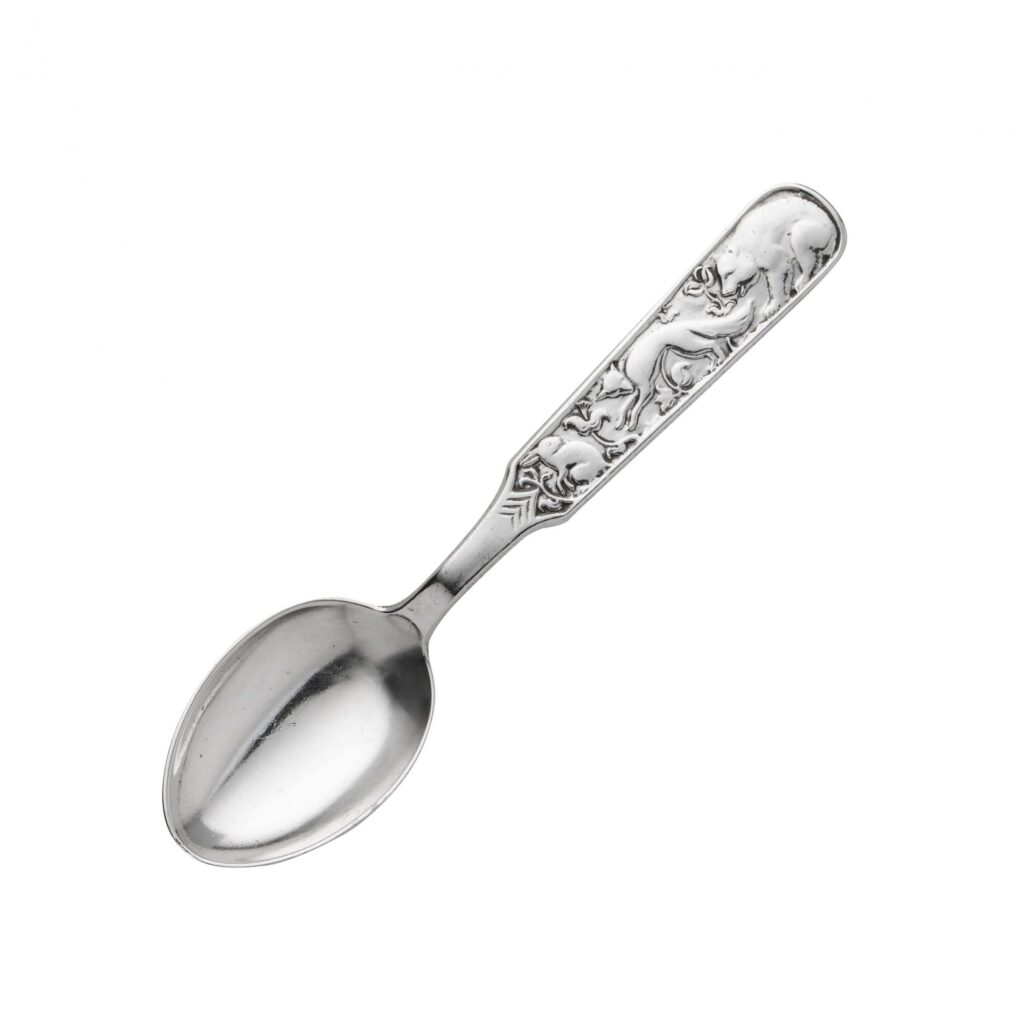 Bjørn, rev og hare barneskje 12,8 cm