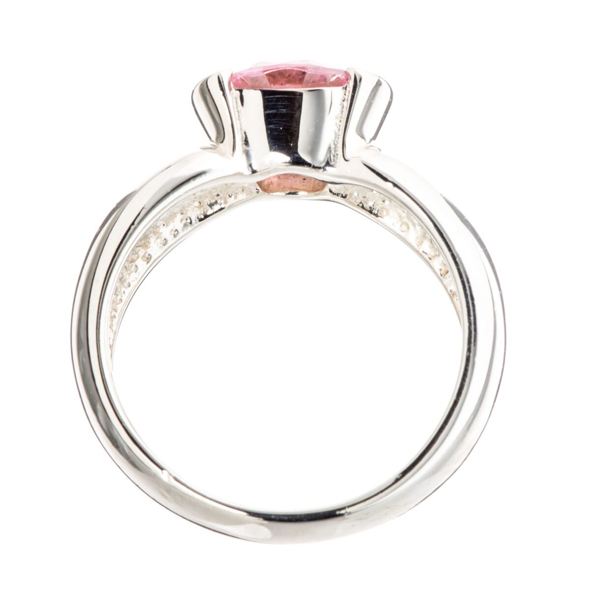 Ring, sterling sølv, rosa krystall - Bilde 2