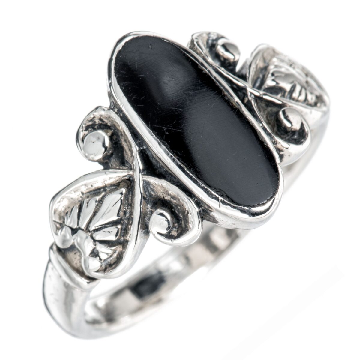 Ring, sterling sølv, onyx