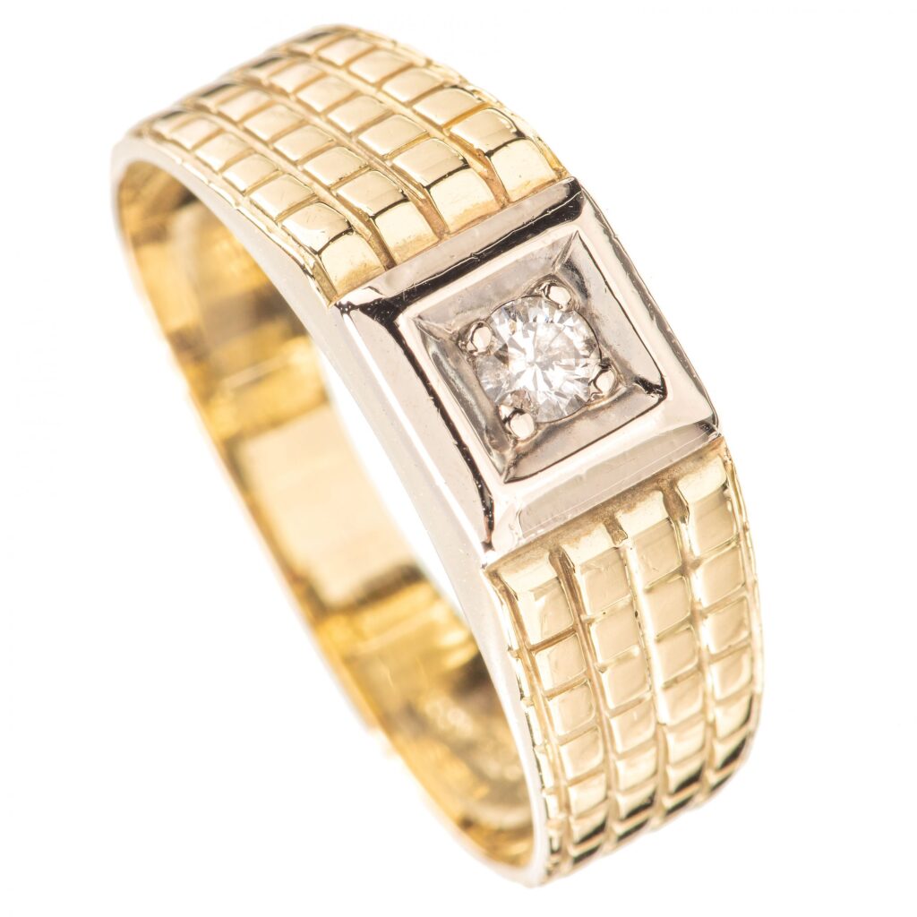 Ring, gull, diamant (0,10 ct.)