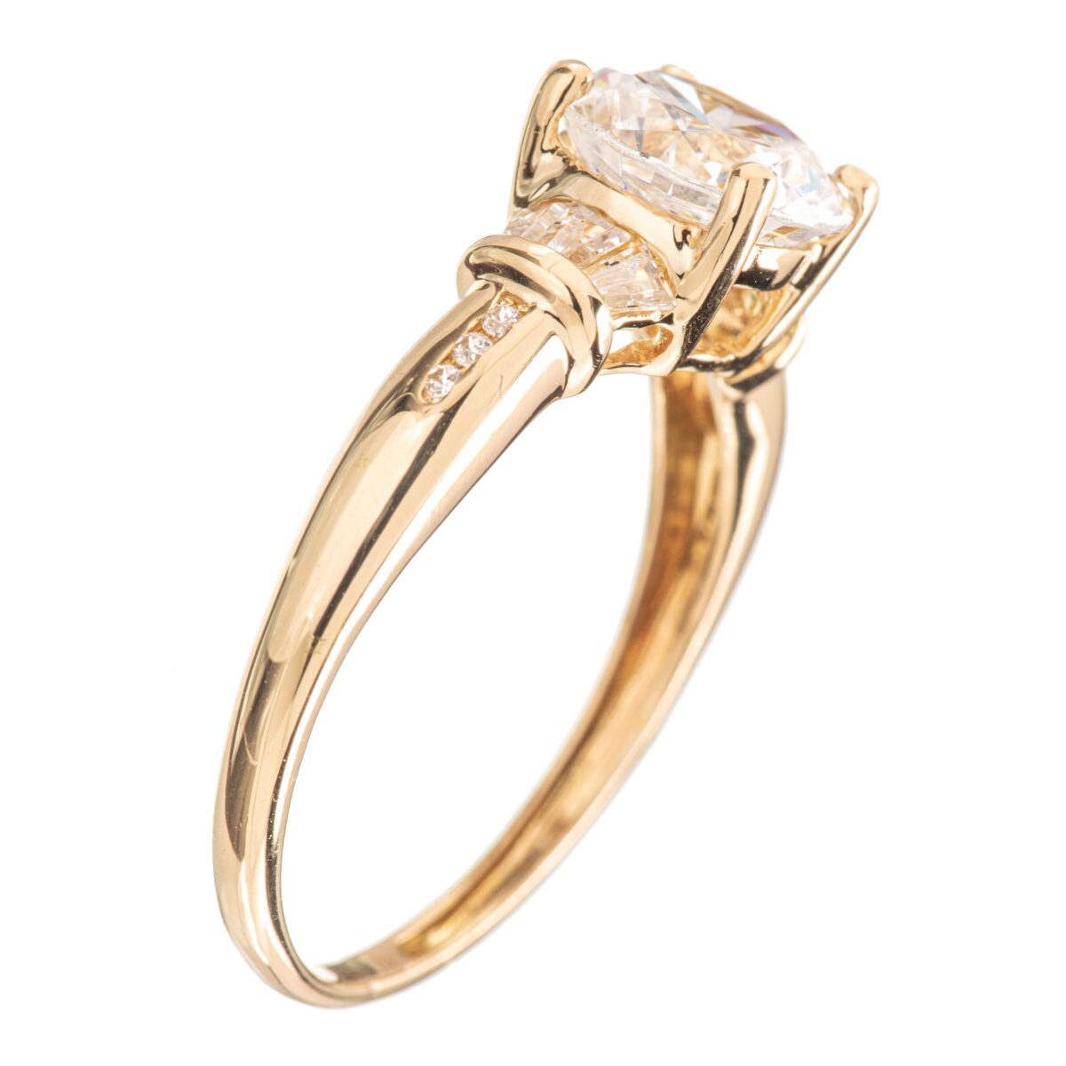 Ring, gult gull, zirkonia - Bilde 5