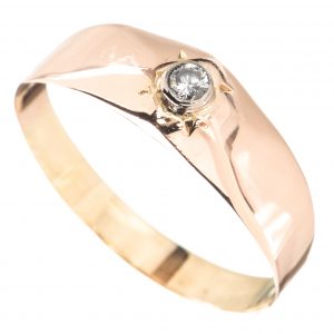 Antikk diamantring, gult gull
