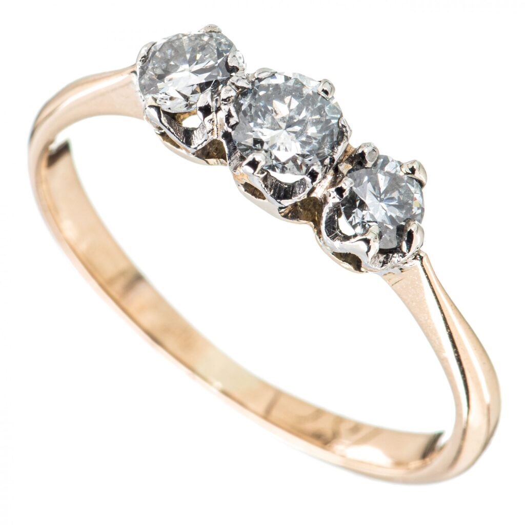 Antikk diamantring (0,51 ct.), gult gull