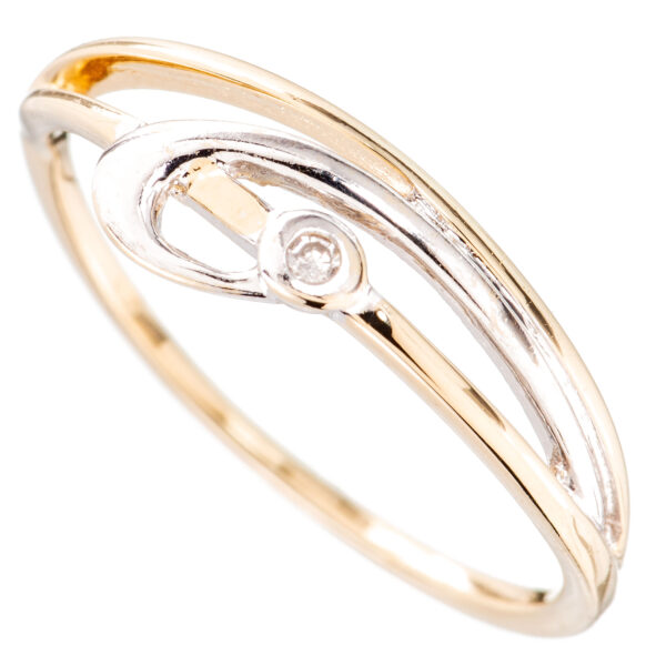 Ring, gull, diamant (0,01 ct.)