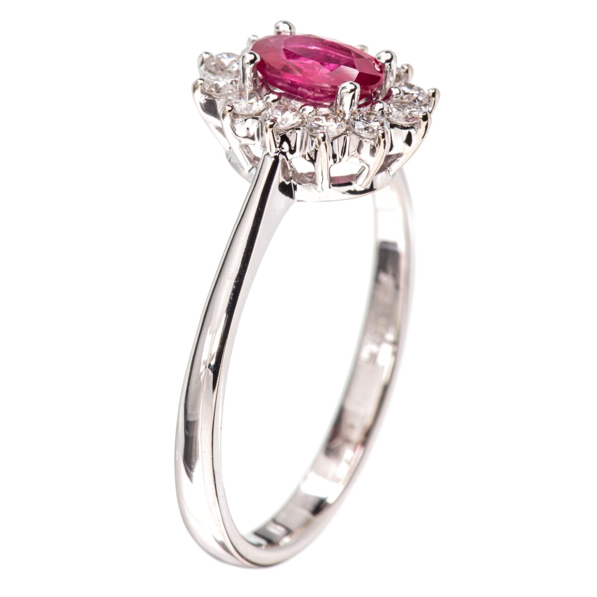 Rosett rubinring, hvitt gull, diamanter (0,24 ct.) - Bilde 3