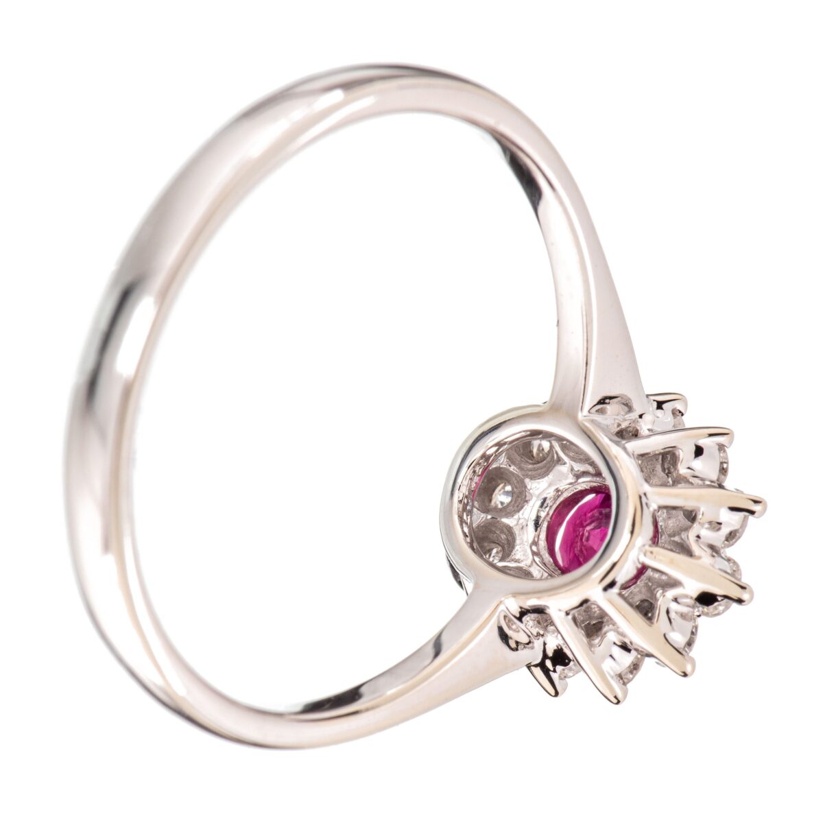 Rosett rubinring, hvitt gull, diamanter (0,24 ct.) - Bilde 4