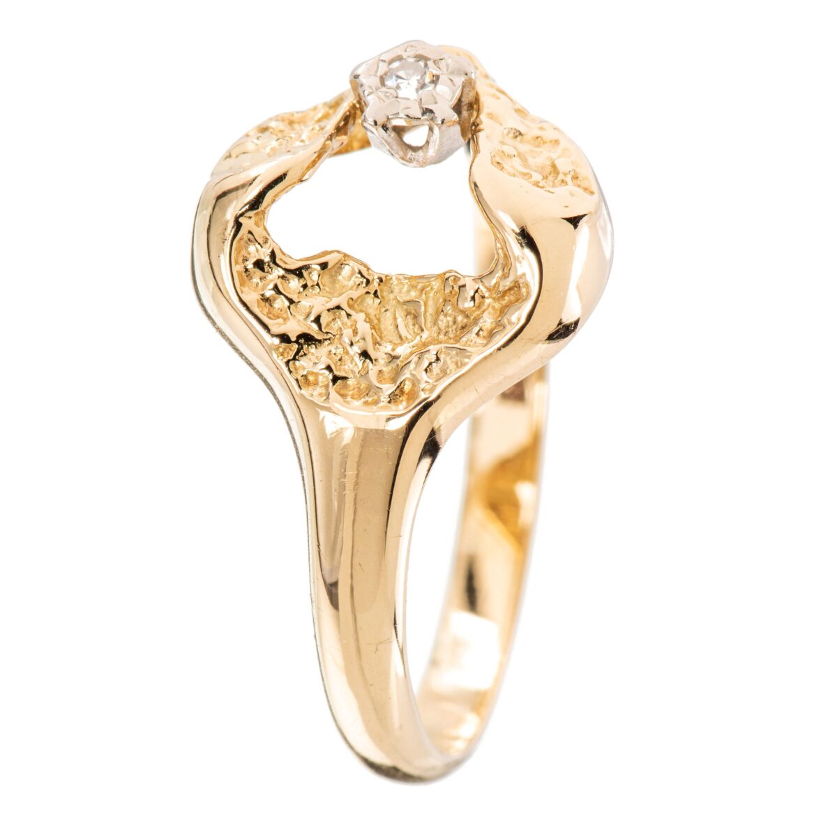 Ring, gult gull, diamant (0,012 ct.) - Bilde 3