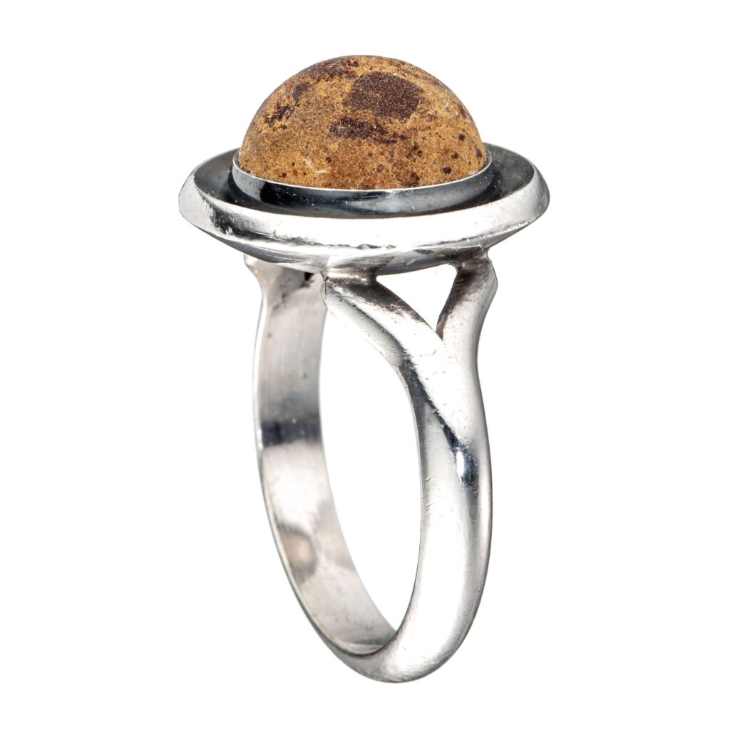 Ring, sterling sølv, rav